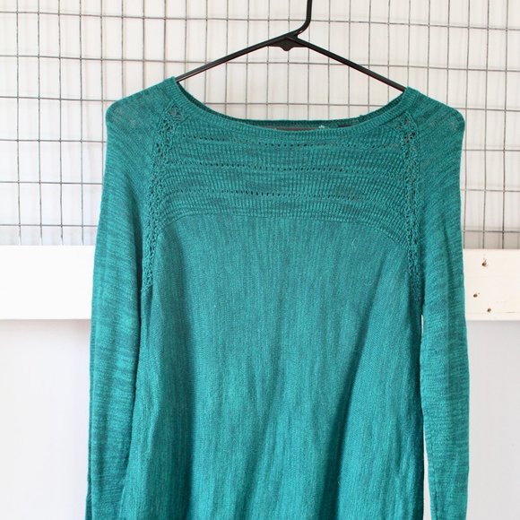 Teal Long Sleeve Patterned Sweater - Picture 1 of 7